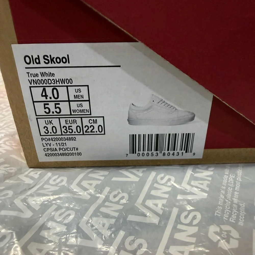 VANS / Old Skool True White, women’s-Men's / Sneakers /Size Women’s 5.5 Men’s4 - Picture 11 of 11
